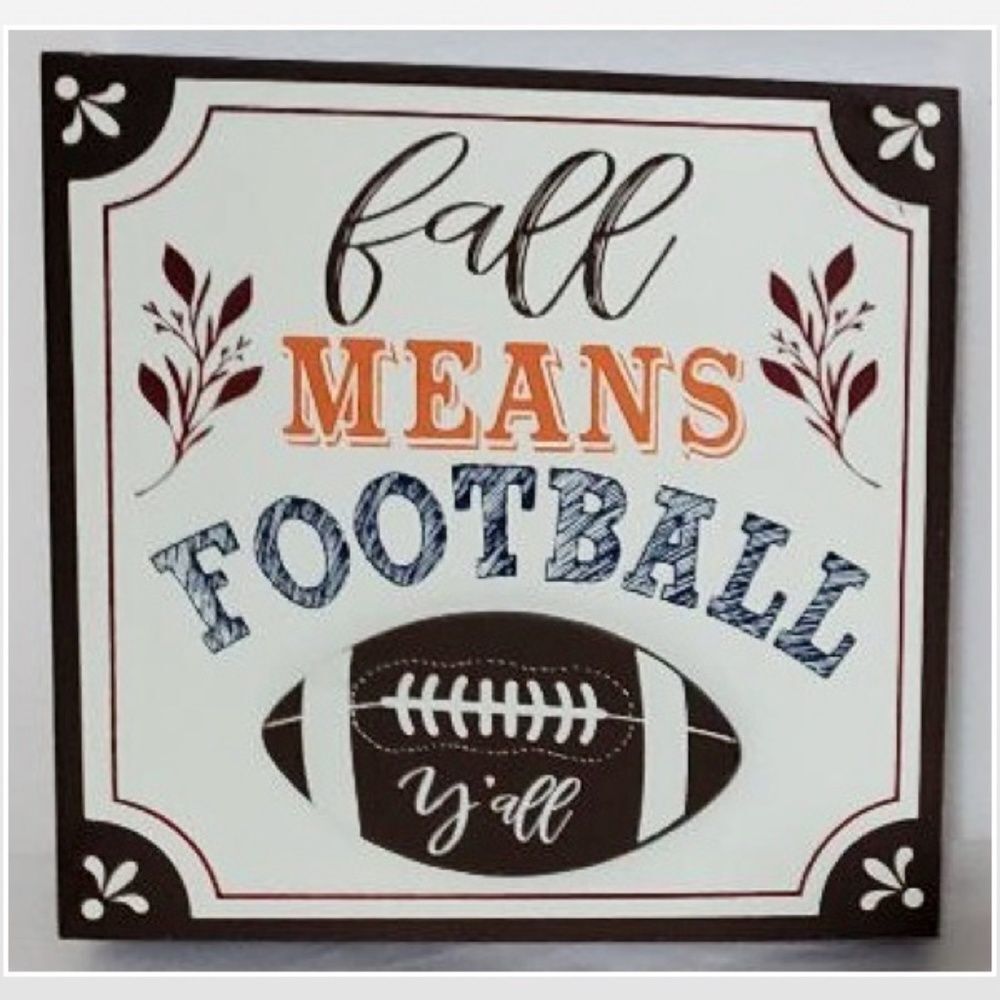 New Home Fall Football White Wood Décor